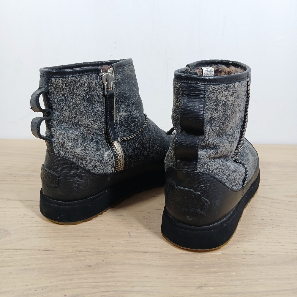 Ugg Platform Metallic Gray Shearling Lined Ankle … - image 6